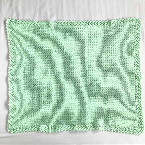 Light Green Handmade Throw Blanket, 31”x25” - Picture 5 of 5
